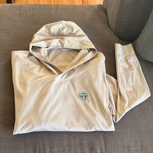 Sunice Mens large hooded golf pullover tan Medinah country club